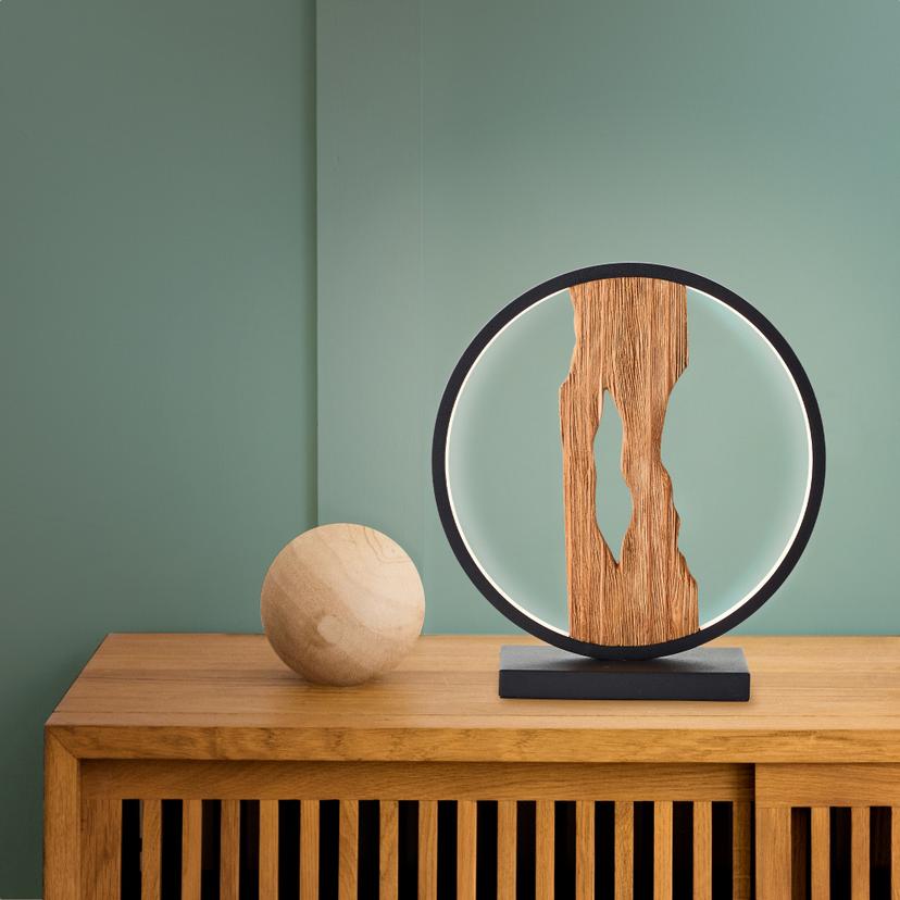 Tischleuchte Elea, braun, 25,8 x 27,8, Holz Lampe