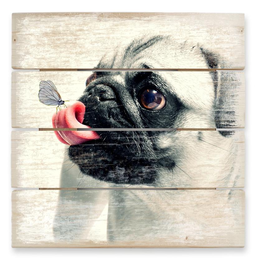 Cuadro de madera Afecto animal - 40x41,5 cm