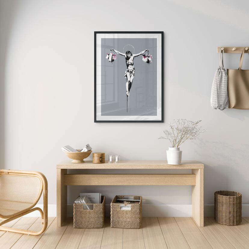 Poster Banksy - Gesù Cristo con le buste della spesa