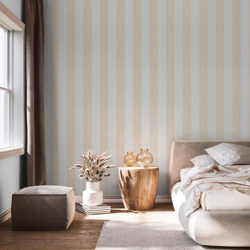 Multistribet tapet, non-woven Shades Iconic hvid, beige