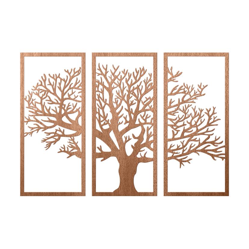 Holzdeko Baum Set 3-teilig - Mahagoniholz