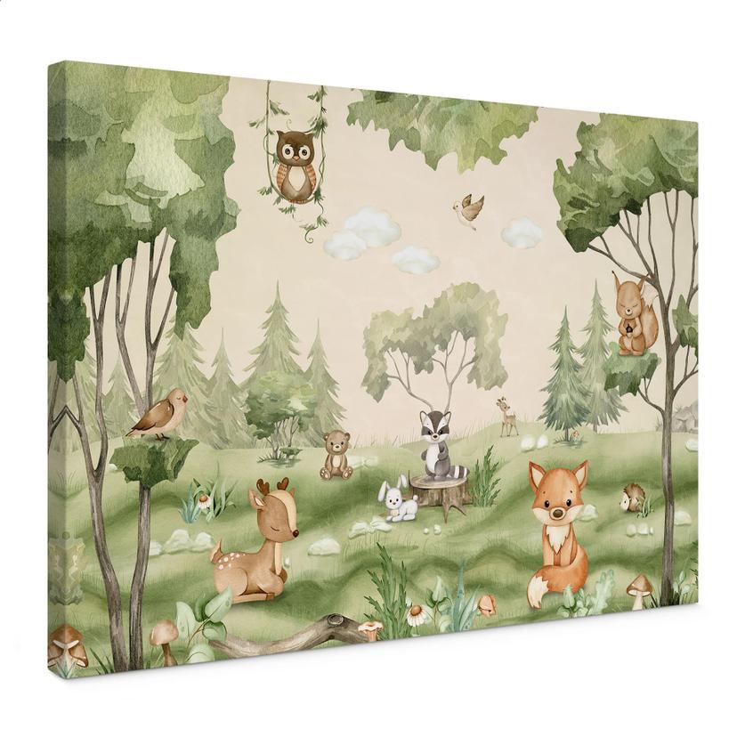 Lienzo Animales dulces en el corazón del bosque - Oliver Robins