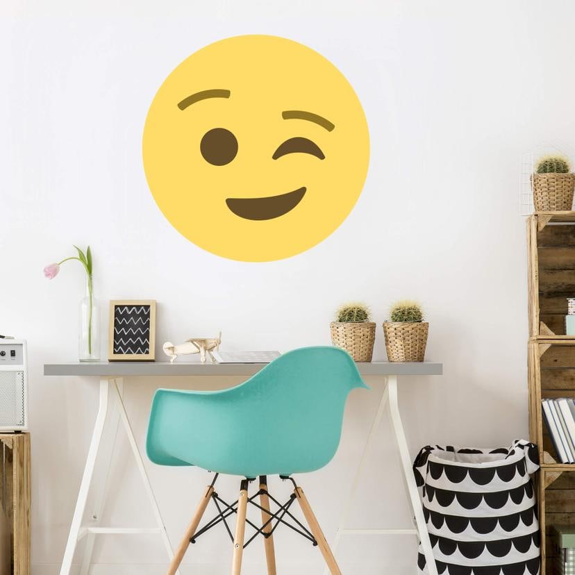 Muursticker Emoji Winking Face