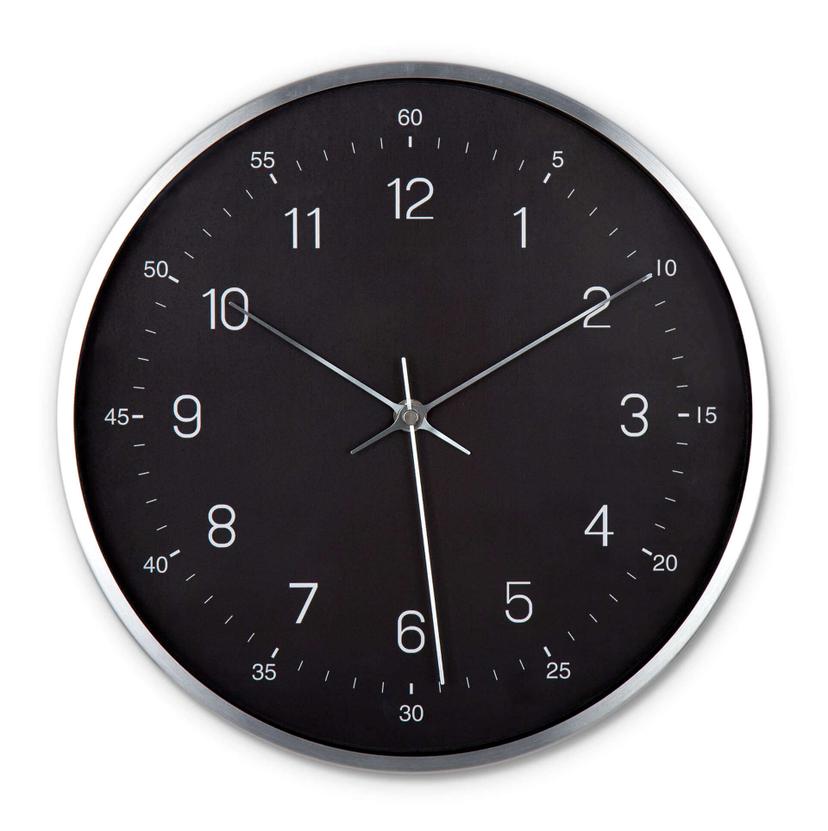 Moderne Wanduhr in Schwarz-Silber-Optik Ø30 cm