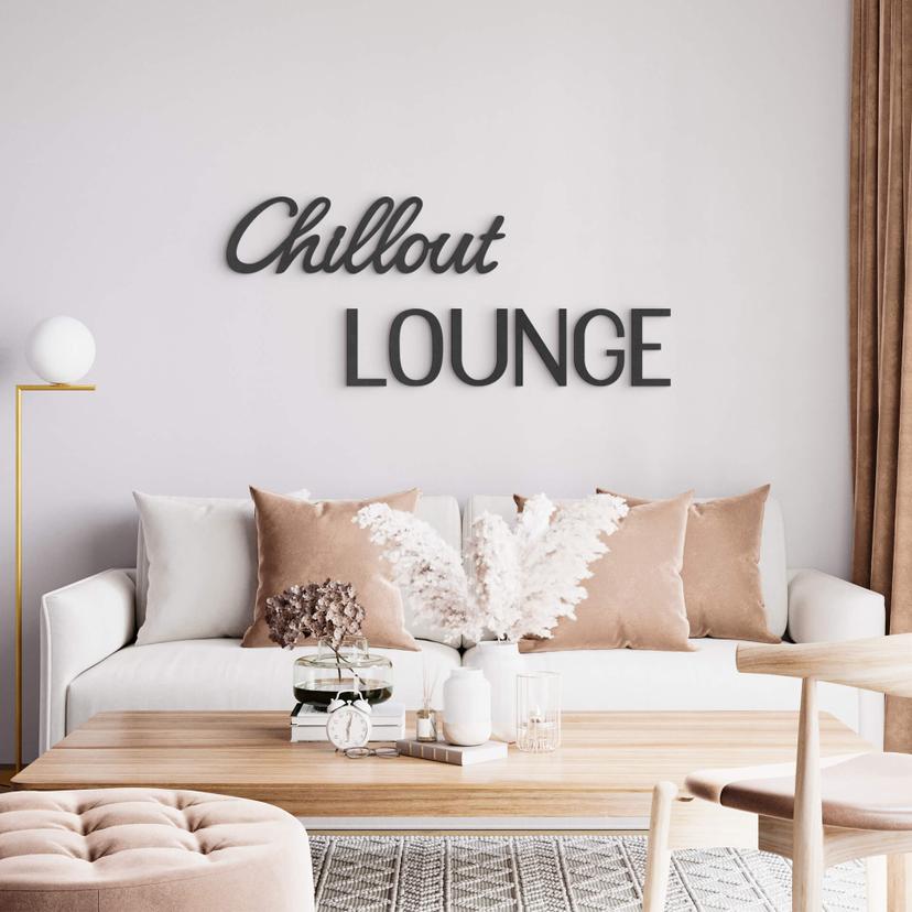 Decoración en madera 'Chillout Lounge' - Letras modernas de MDF para habitaciones con estilo
