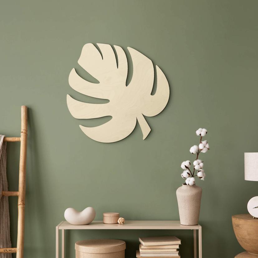 Arte en madera de álamo - Hoja de Monstera 03