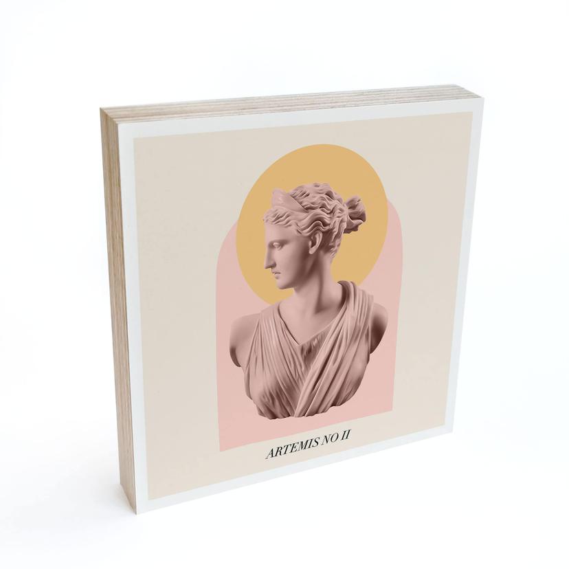 Træ dekoration blok Statue af gudinden Artemis - Grace Digital Art