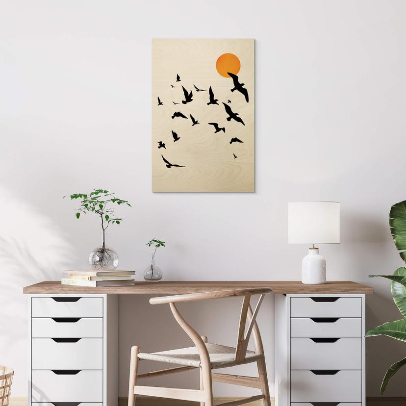 Stampa su legno Kubistika - Traveling Birds