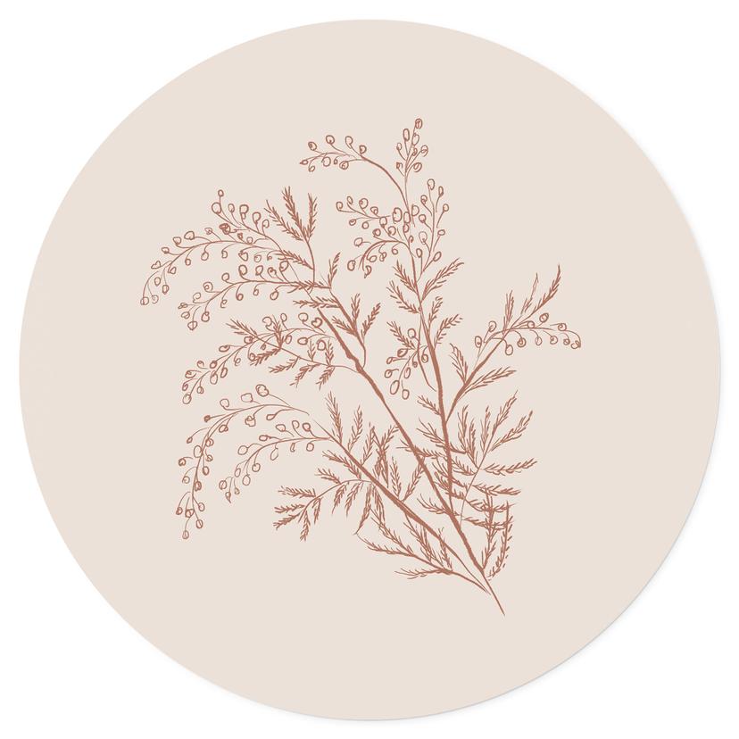 Wallsticker akaciagren i mockafärg - Anisillustration - Rund