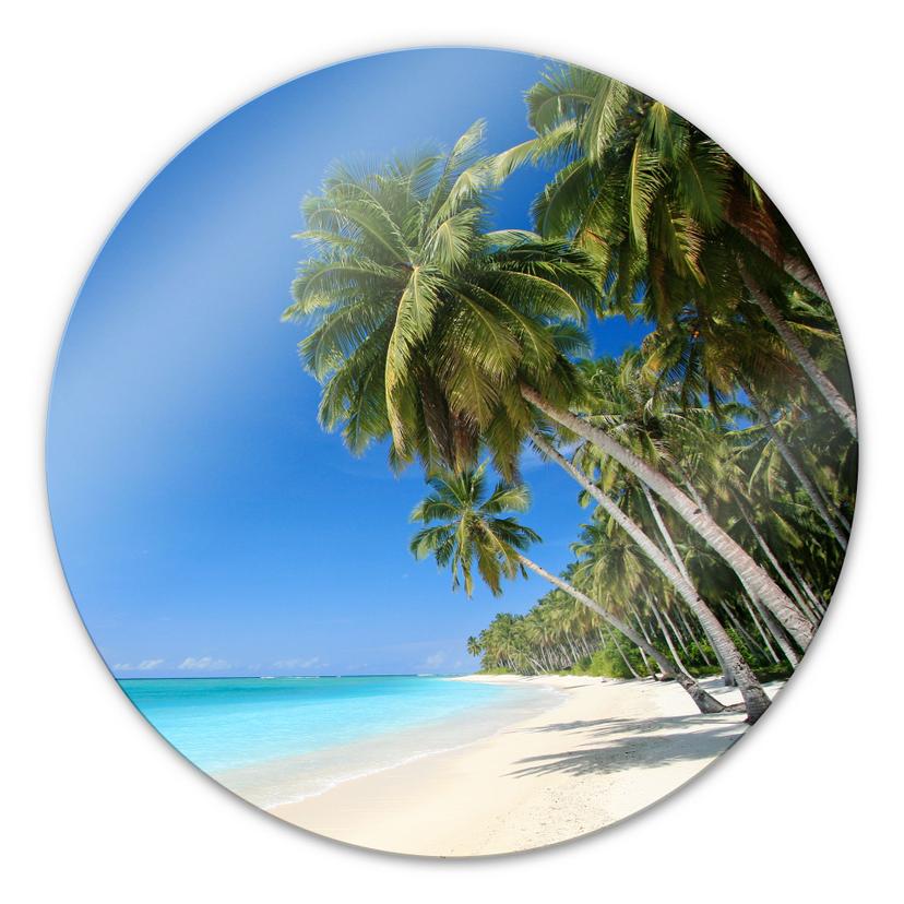 Glasbillede - Paradis Strand - Rund