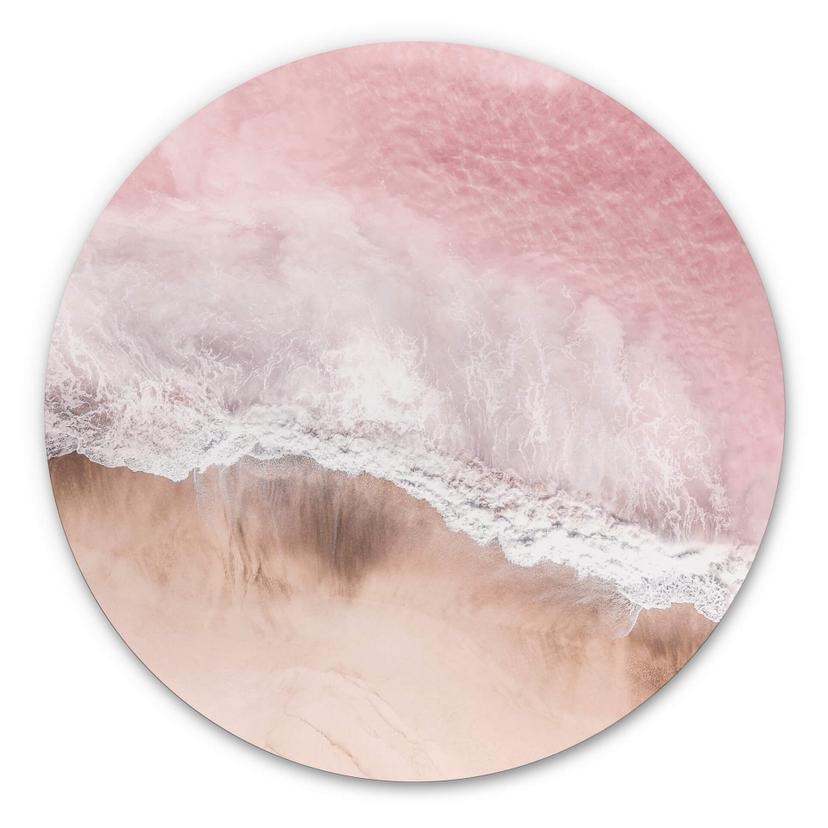 Tableau sur alu-Dibond rond Sisi & Seb - Mer rose