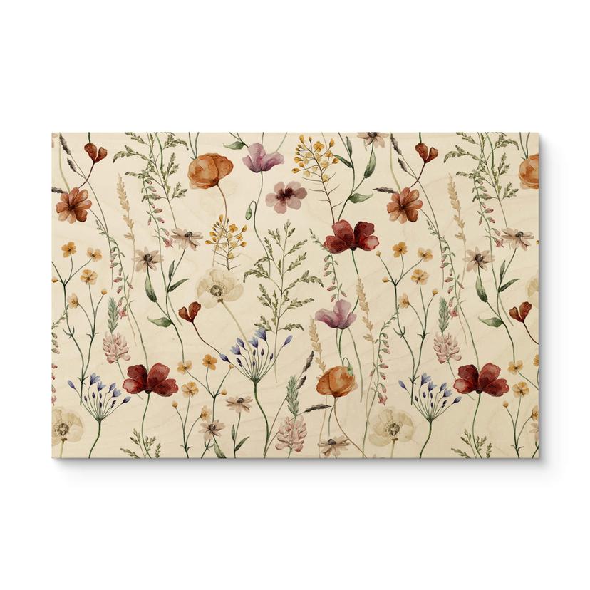 Cuadro de madera con flores silvestres de colores - UN Designs