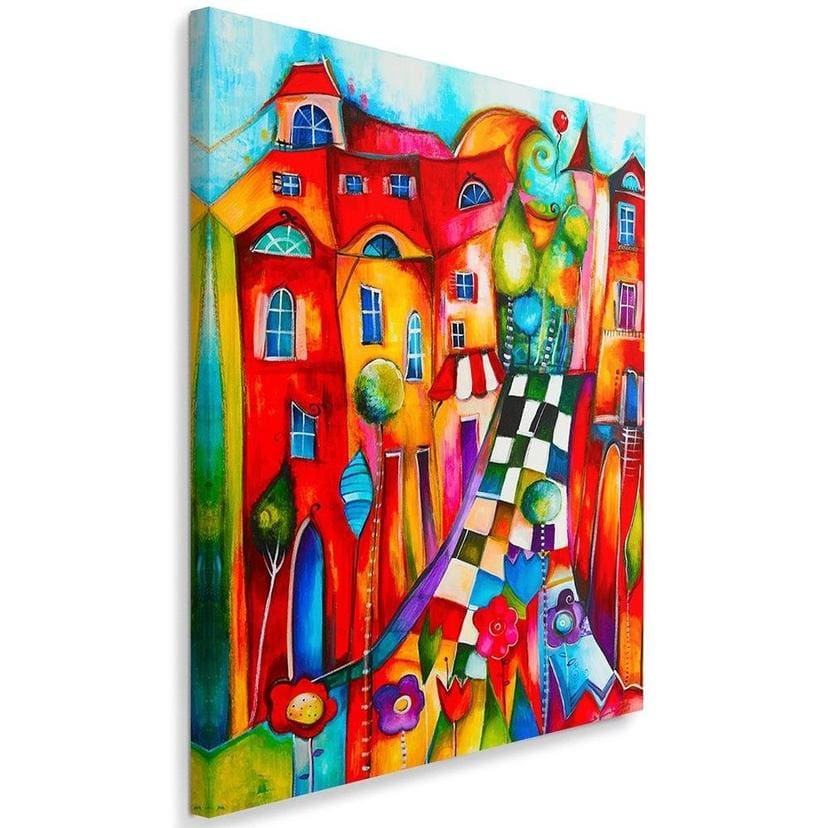 Canvasbillede, farverig by
