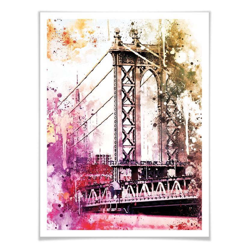 Poster Hugonnard - Aquarelle : Pont de New York