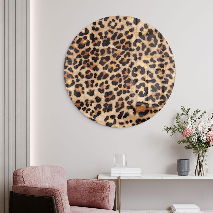 Glasschilderijen Wild Leopard - Dierenprint - Tunaboylu - Rond