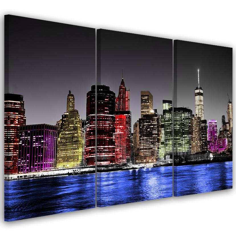 3 stykke lærredstryk, Architecture Skyline New York