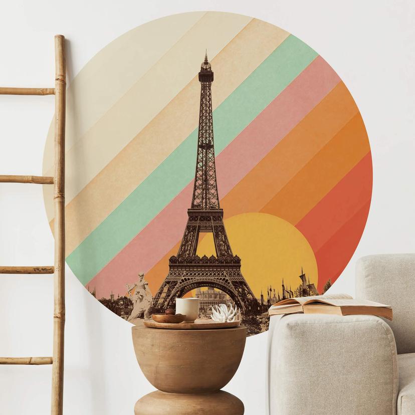 Wall Sticker Bodart - Retro Eiffeltårn med regnbue