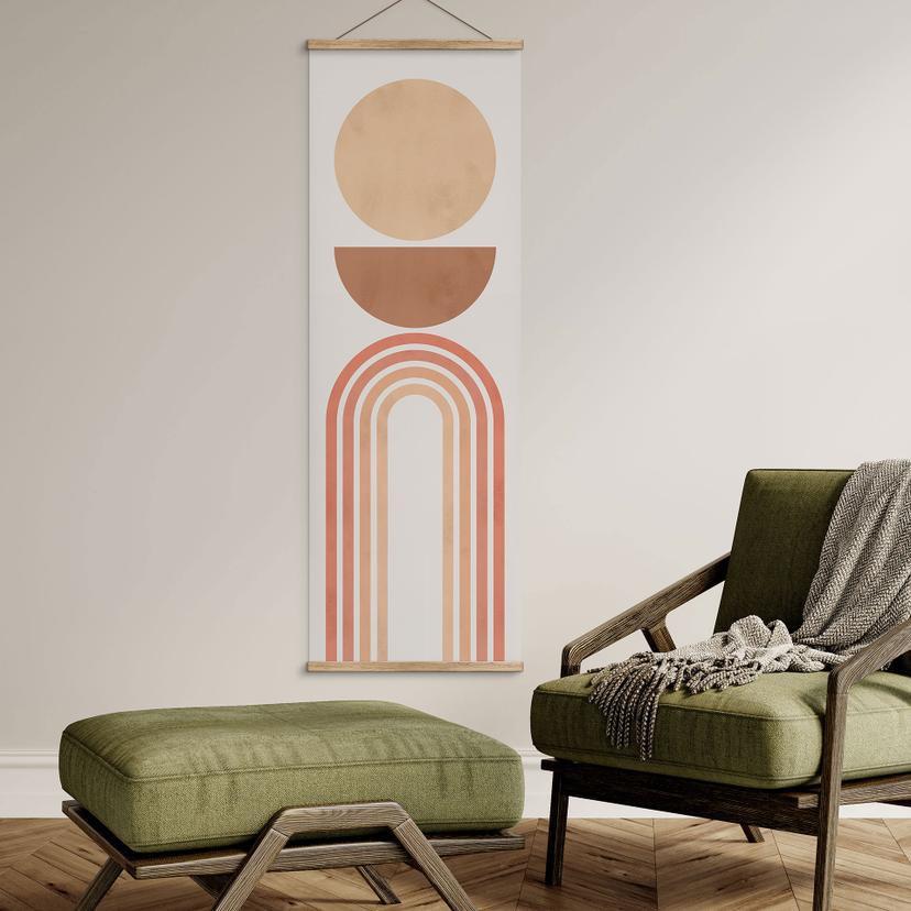 Poster tessile Equilibrio astratto - Archi e cerchi retrò - Costa