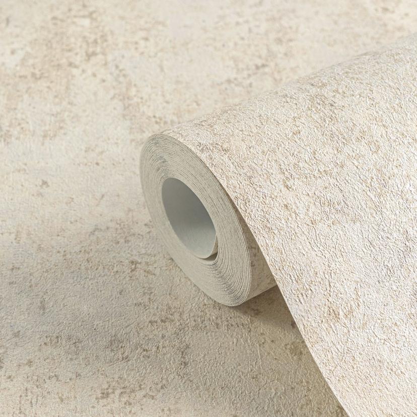 Icke-vävd tapet i betonglook creme beige - strukturerad tapet med putsad karaktär