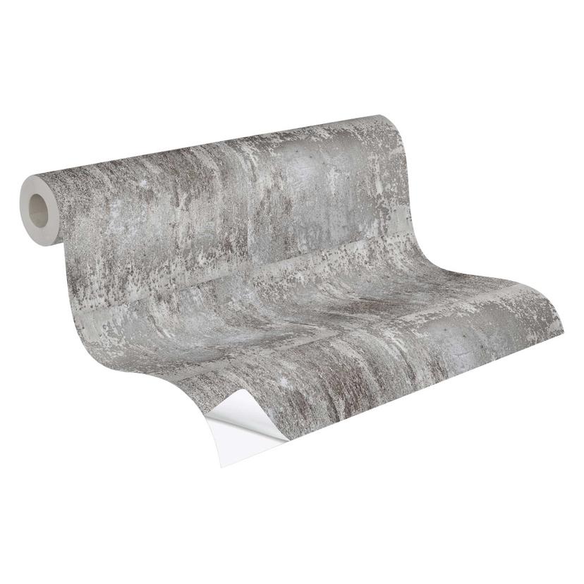 Pellicola autoadesiva per carta da parati e mobili - effetto metallo - vintage - grigio, argento - r