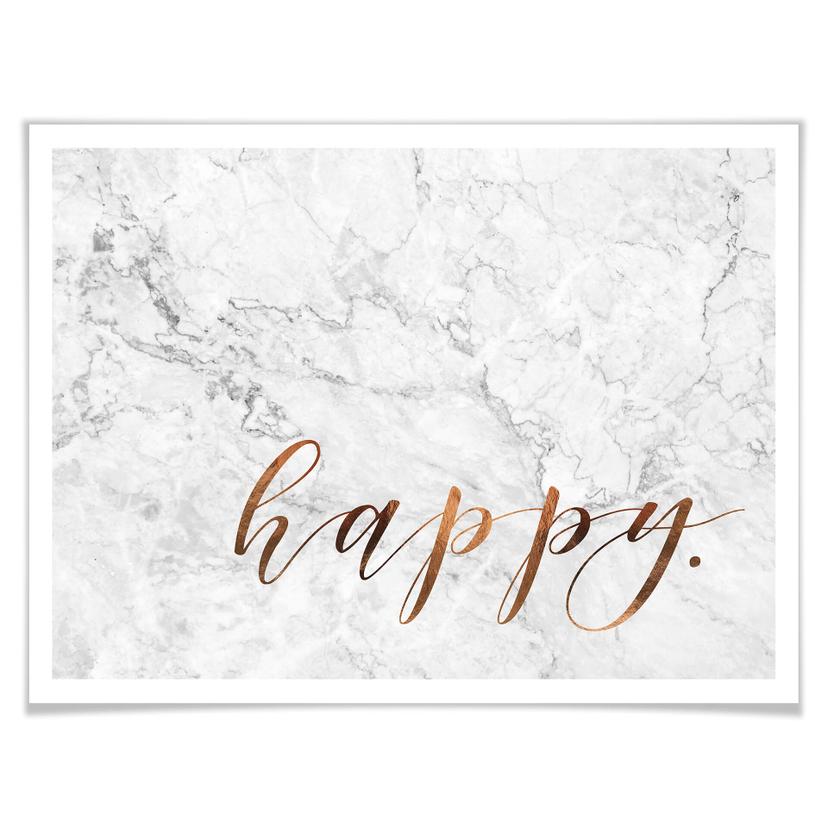 Poster effetto ramato - Happy