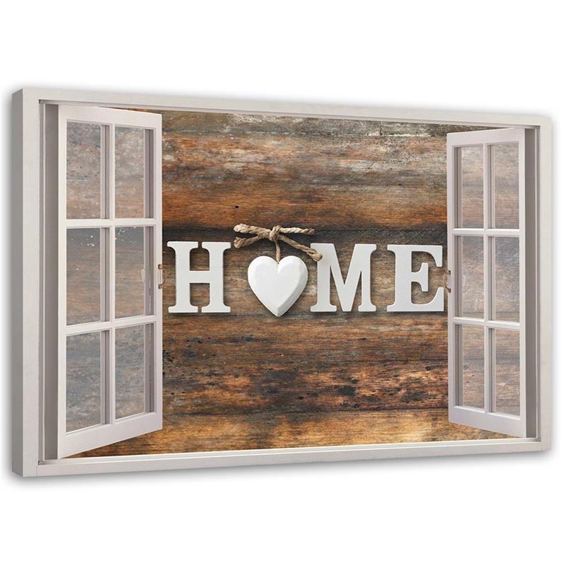 Tableau sur toile, fenêtre Home Heart Retro
