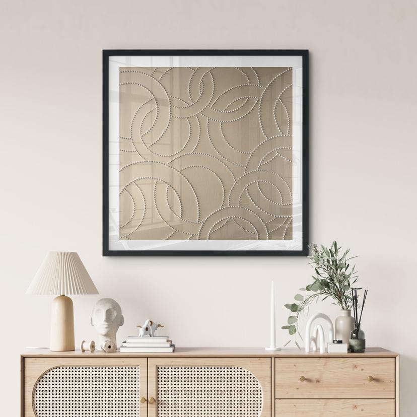 Poster Abstrakta ringar beige - Grande - Fyrkant