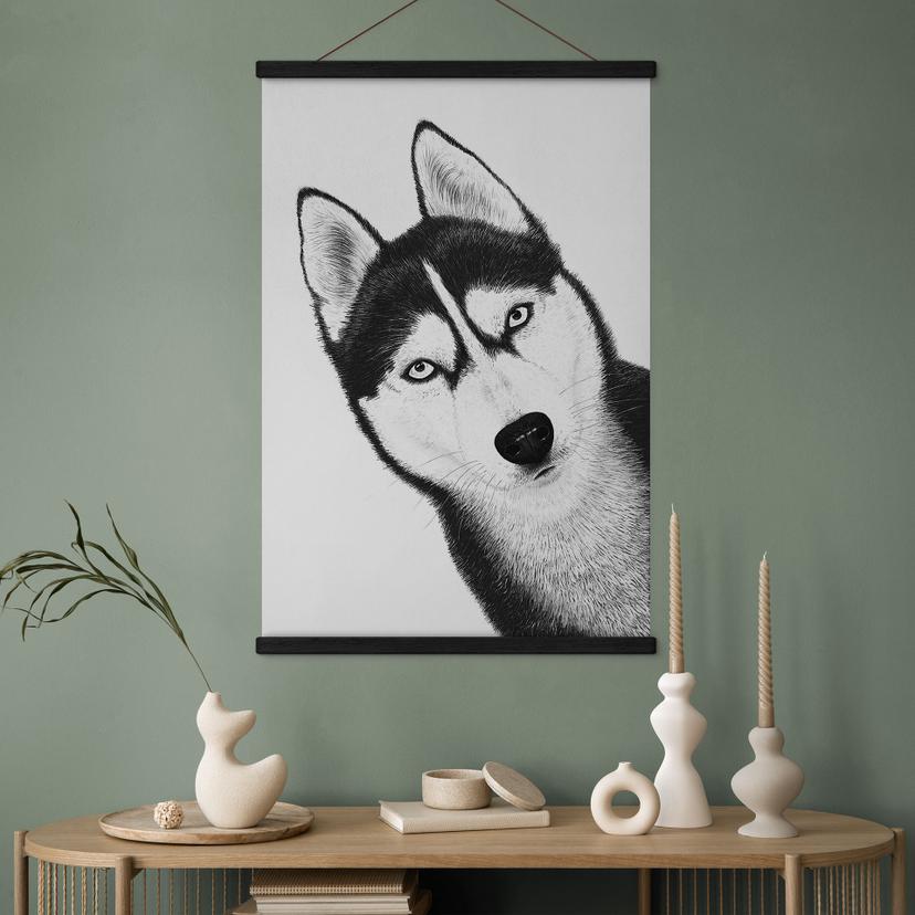 Póster de tela Husky siberiano - retrato de perro - Korenkova