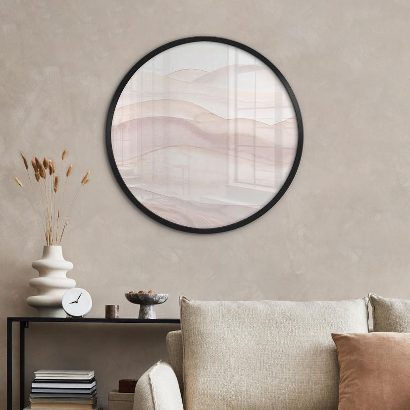 Póster Colinas Suaves en Acuarela - Decoración Floral - Redondo