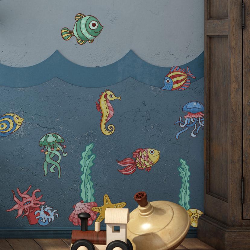 Farverige havdyr - wallsticker