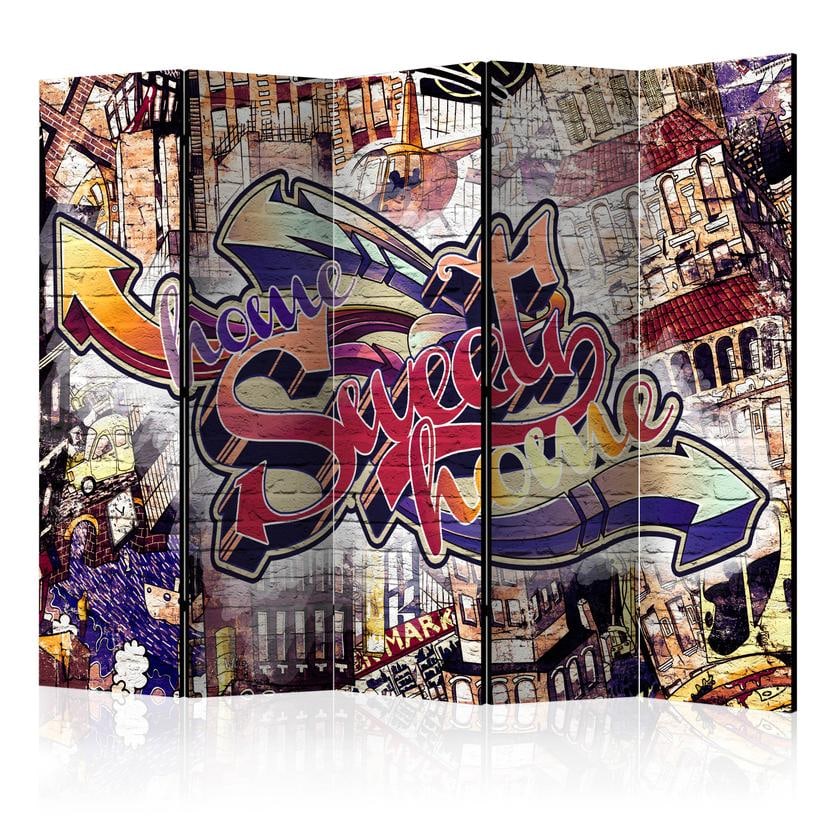 Paravent Séparation de pièce - Graffiti cool , 5 pièces - 225x172 cm
