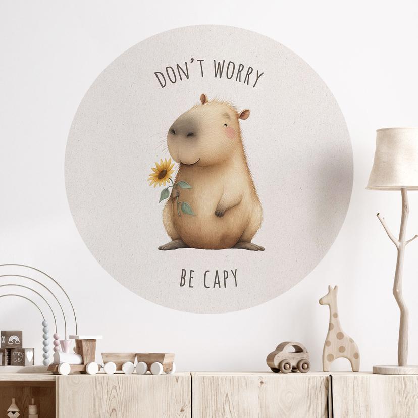 Capybara Wallsticker - Don't worry be capy - Rund