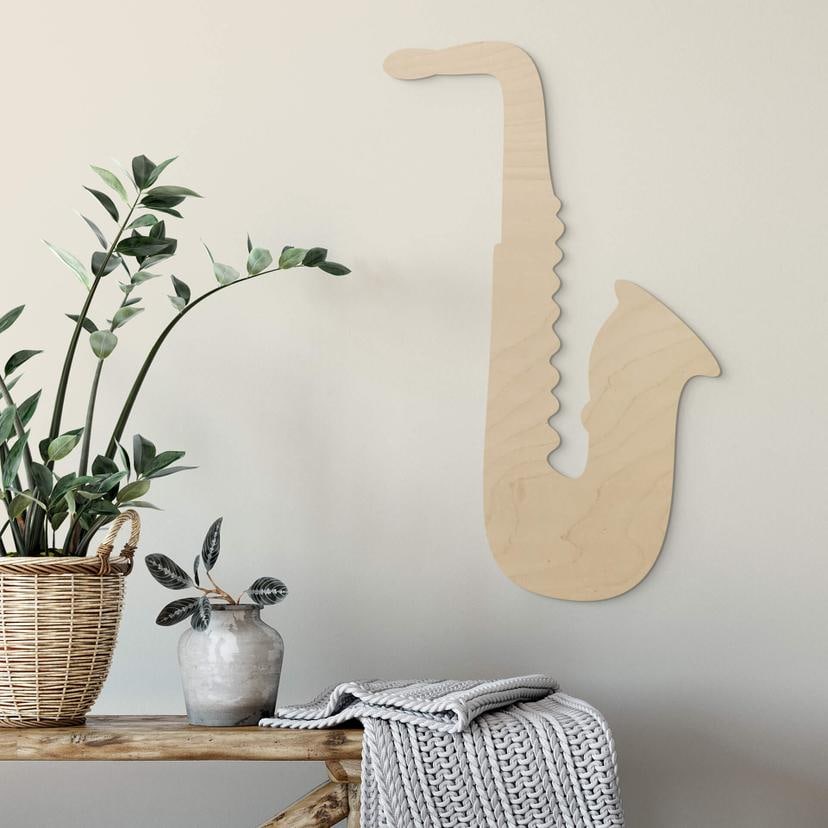Decoración en madera álamo - saxofón