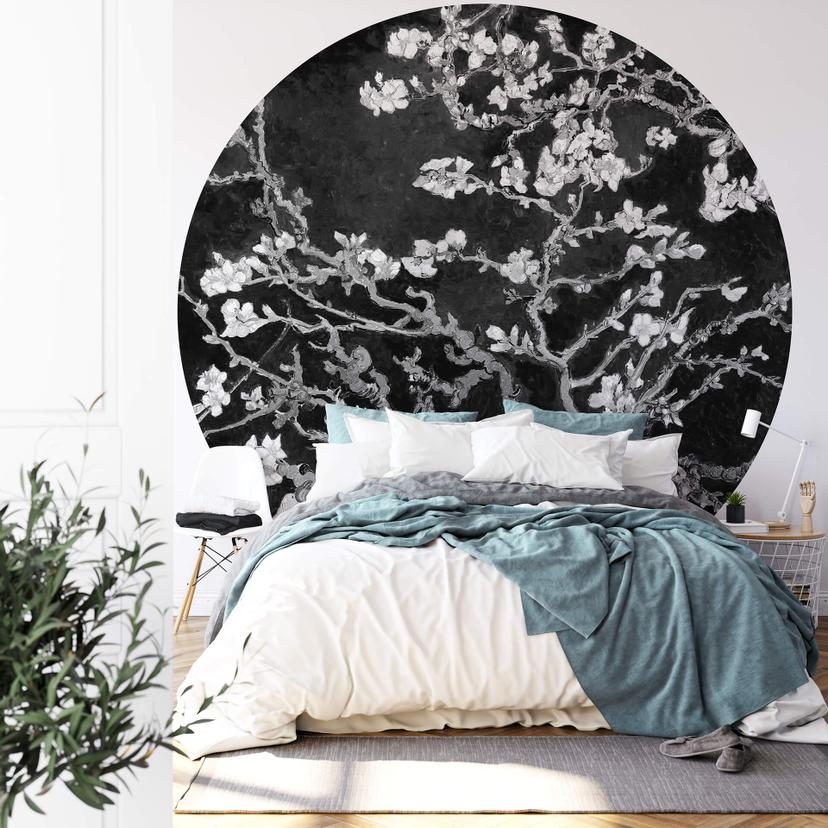 Fototapet - Rundt van Gogh - Mandelblomst - sort - vliesetapet/selvklæbende non-woven tapet