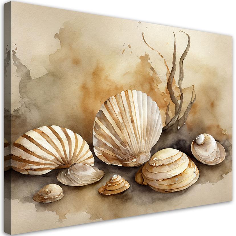 Canvasbillede, havskaller akryl