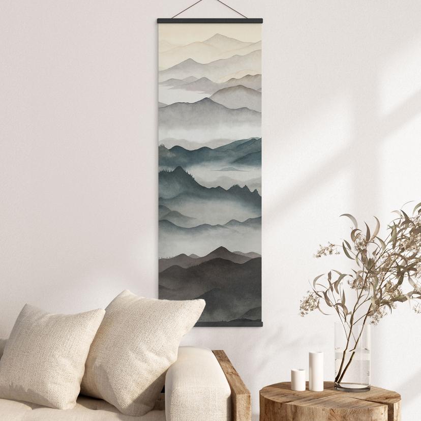 Stoffbild Roerich Light - Nebelige Berglandschaft - Sir Edward x Grigory Gladarev - Panorama