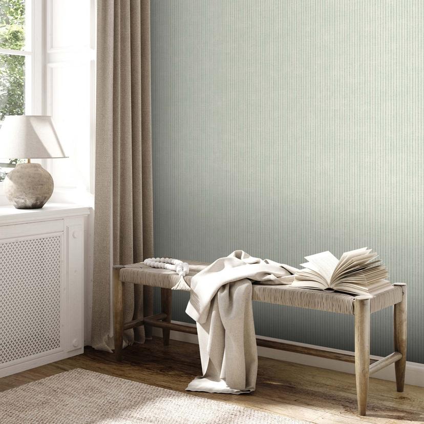stribetapet creme grøn - non-woven tapetkunst A.S. Création - mat og let tekstureret