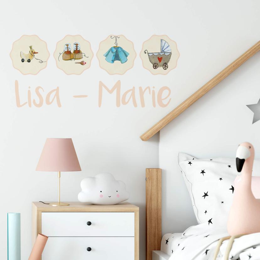 Muursticker Babygeluk + naam