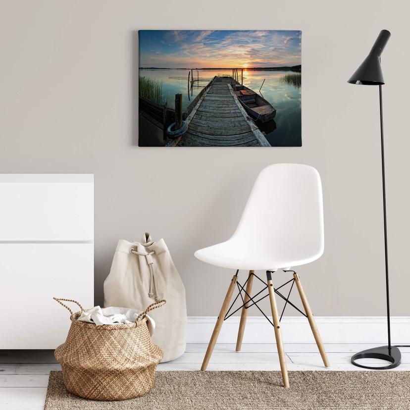 Canvas Zonsondergang bij het Meer