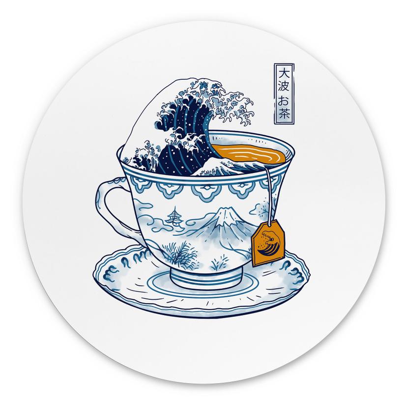 Wandbild Grosse Welle Tee im Hokusai-Stil - Trinidad - Alu-Dibond Rund