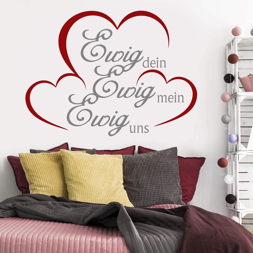 Wandtattoo Ewig dein - Herzen (2-farbig)