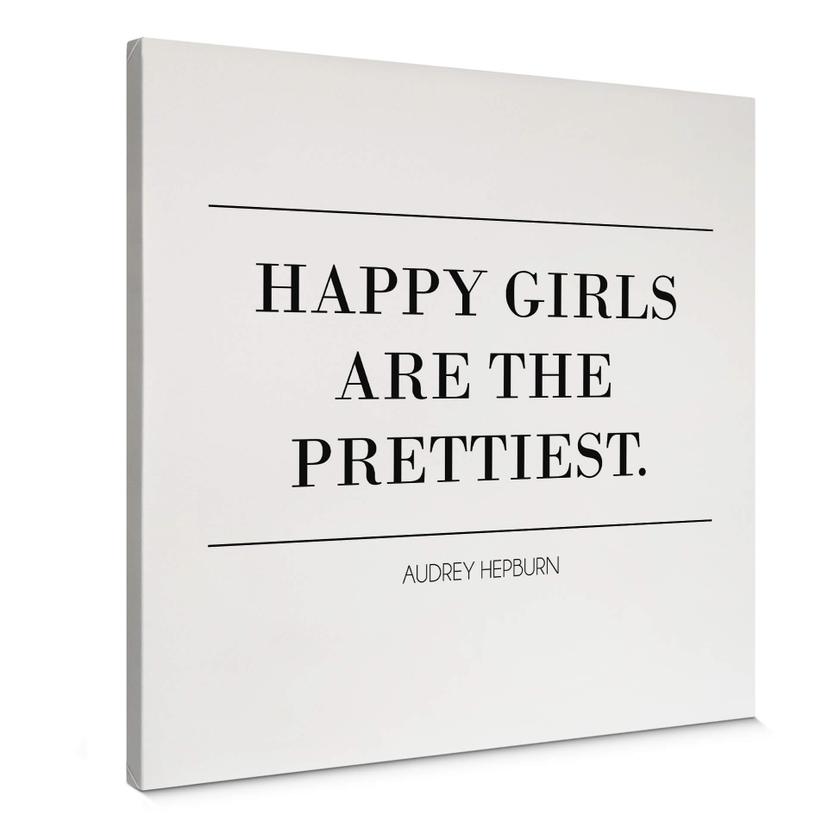 Tableau sur toile Audrey Hepburn - Happy girls are the