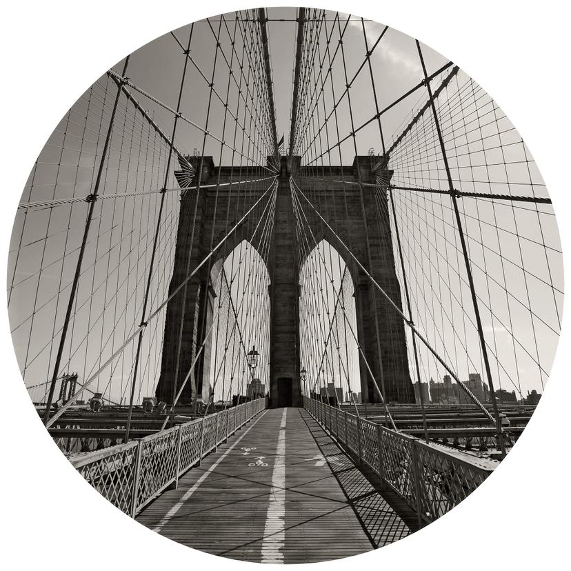 Fotomurale - Ponte di Brooklyn tondo - carta da parati in tessuto non tessuto/carta da parati in tes