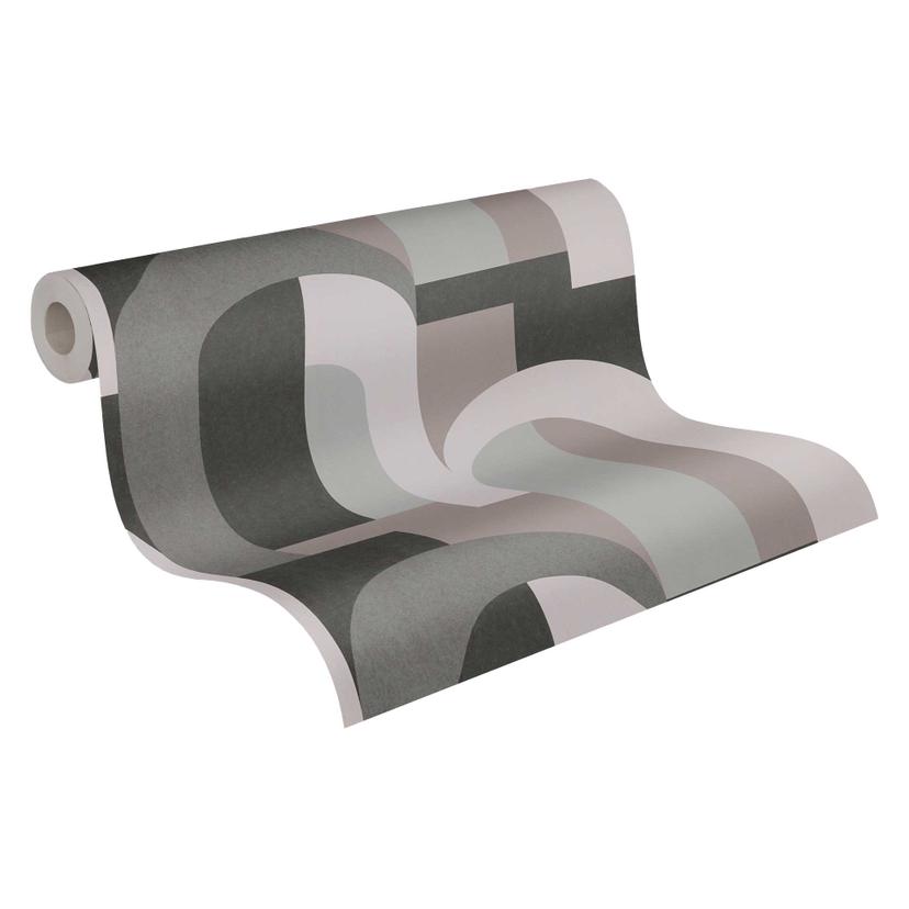 Papel pintado gráfico de estilo art déco gris negro - Papel pintado no tejido con Muestra retro