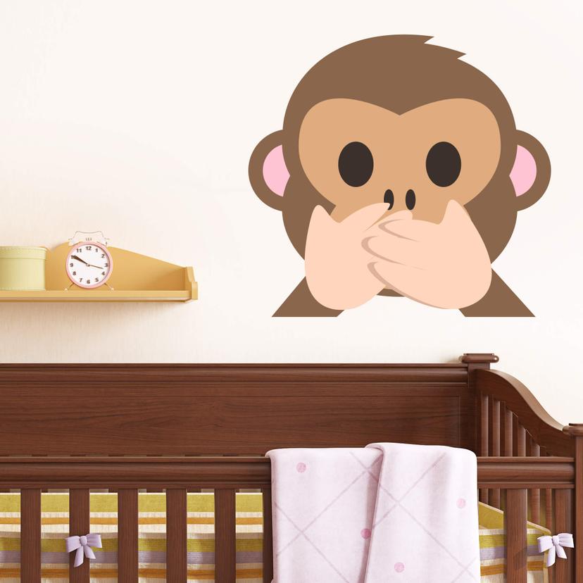 Muursticker Emoji Speak no Evil Monkey
