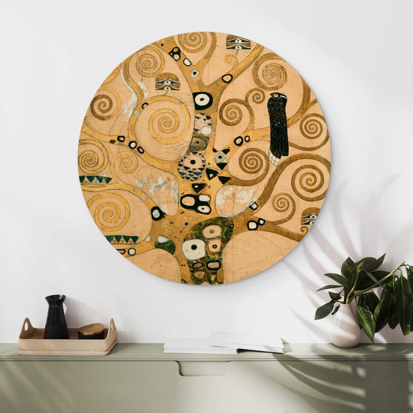Stampa su legno Klimt - L'albero della vita - Rotondo