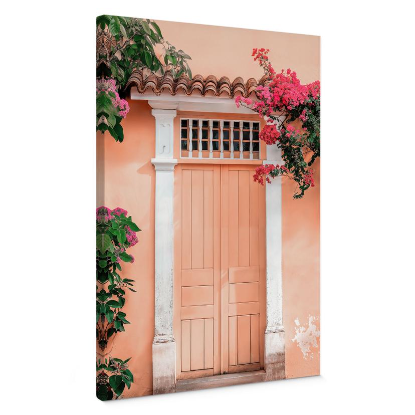 Canvasbillede Ferskenfarvet facade i Sydamerika - Hugonnard