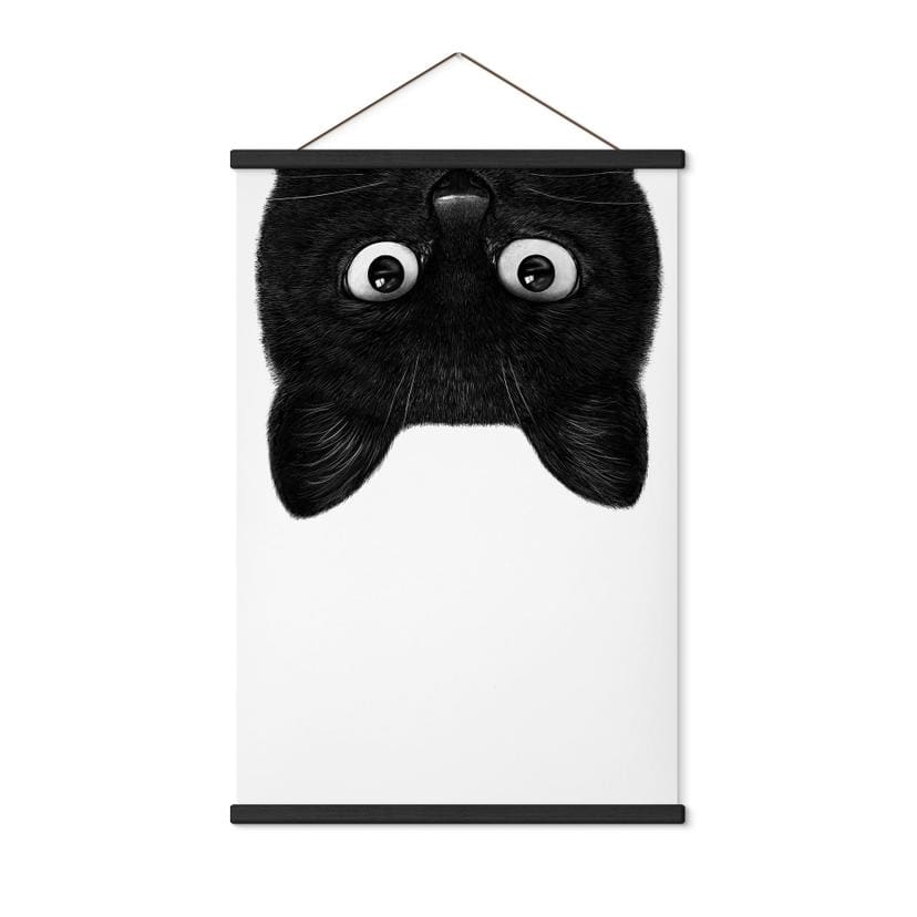Textil poster Svart katt upp och ned - Korenkova