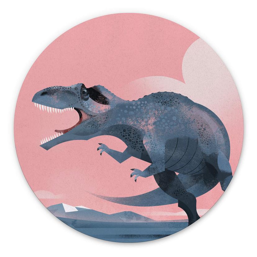 Vægcirkel Braun - Giganotaurus Dinosaur – print på aluminium (Alu-Dibond)