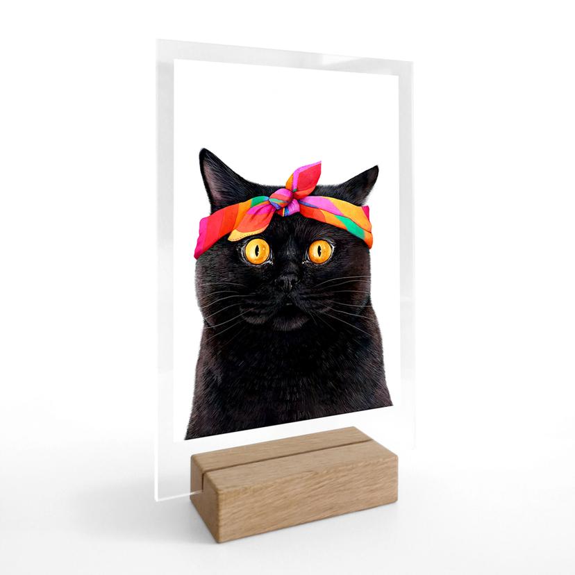 Tischaufsteller Schwarze Katze mit Bandana - Korenkova